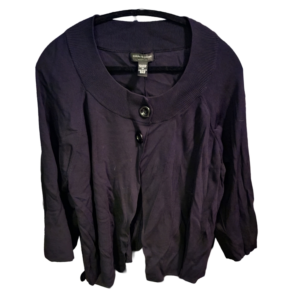 024 EUC 3XL CABLE & GAUGE 3/4 SLEEVE CARDIGAN SWEATER